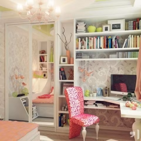 Góc làm việc nữ tính và mềm mại với những tông hồng đẹp mắt.