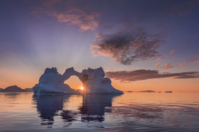 Khung cảnh hoàng hôn tuyệt đẹp tại Greenland.