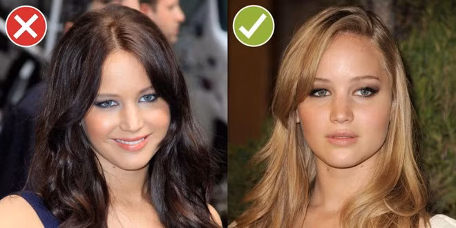 4. Màu tóc quá sậm: Rõ ràng chỉ thay đổi với tông màu tóc, Jennifer Lawrence đã như trẻ hơn vài tuổi.