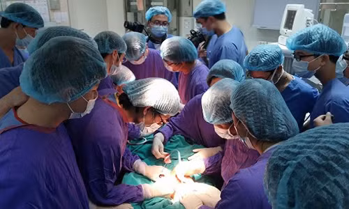Các bác sĩ đang tiến hành tái tạo lại khuôn mặt cho bệnh nhân. Các bác sĩ đang tiến hành tái tạo lại khuôn mặt cho bệnh nhân.