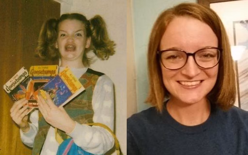 Maggie Goldenberger (29 tuổi) được dân mạng đặt biệt danh "Ermahgerd" (Ôi lạy Chúa) nhờ biểu cảm độc đáo khi cầm trong tay 3 cuốn sách yêu thích. Nữ y tá hiện sở hữu hàm răng đều, đẹp sau thời gian dài đeo niềng.