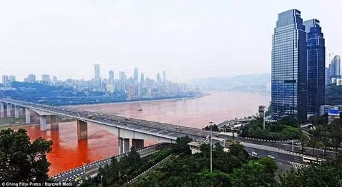Tháng 9/2012, nhiều người dân ở Trung Quốc vô cùng ngạc nhiên và sửng sốt khi chứng kiến cảnh tượng nước sông Dương Tử bất ngờ đổi sang màu đỏ tươi.