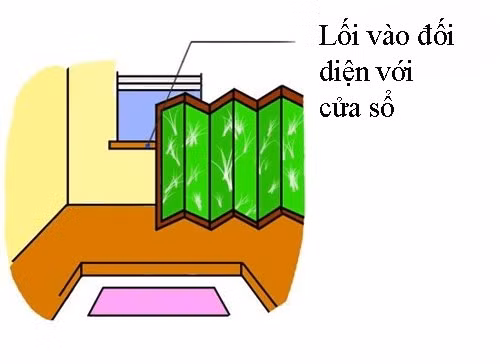 3. Lối vào đối diện với cửa sổ: Khi bước vào nhà, nếu bạn ngay lập tức đối diện với cửa sổ, nó cho thấy nguồn năng lượng được đưa vào dễ dàng thoát ra ngoài qua cửa sổ. Điều này có nghĩa là những năng lượng tốt và may mắn đều không thể được giữ lại trong ngôi nhà của bạn. Lời khuyên: Đặt một vách ngăn hoặc chậu cây cảnh cao ở giữa khoảng không gian lối vào và cửa sổ để chặn năng lượng thoát ra ngoài.