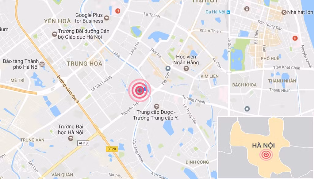 Vị trí căn hộ trên bản đồ Hà Nội. Ảnh: Google Maps.