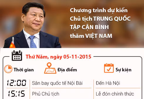 12 giờ ngày 5/11, ông Tập Cận Bình sẽ đến VN.