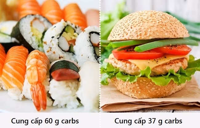Bạn có thể ăn sushi thoải mái: Nhiều người cho rằng sushi là loại thức ăn lành mạnh. Tuy nhiên, trên thực tế, một suất sushi còn chứa nhiều carbs hơn một chiếc bánh hamburger.