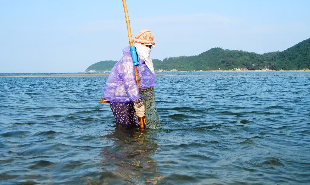 Can canh nghe dam minh trong song nuoc, di 