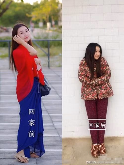 Theo đó, khi đi làm việc ở các thành phố lớn họ ăn mặc xinh đẹp, trang điểm cầu kỳ bao nhiêu thì khi về quê ăn Tết, họ lại tuềnh toàng, luộm thuộm và kém sắc bấy nhiêu.