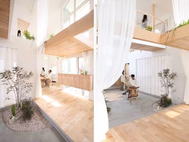 Một ngôi nhà thông thường được chia tách rõ bên trong và bên ngoài hoàn toàn, và sự gắn kết với tự nhiên thường không được để ý. Nhưng nhà Kofunaki, bên trong và bên ngoài được kết nối một cách nhẹ nhàng, và mọi người sống trong nhà luôn có thể cảm nhận nắng và gió tự nhiên.