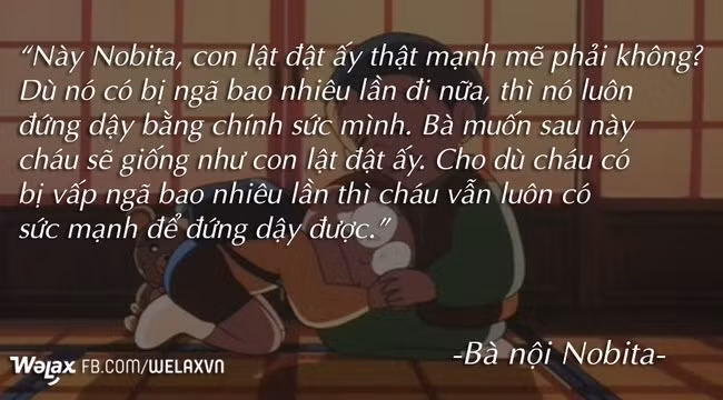 Câu nói dạy dỗ của bà nội với cậu cháu trai Nobita.