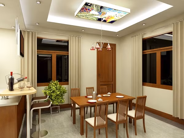 Phòng ăn ấm cúng với nội thất gỗ đơn giản. (Ảnh minh họa)