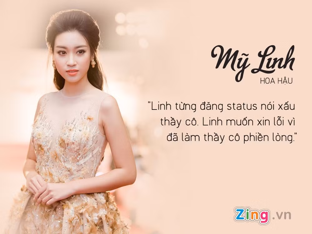 Tôi từng đăng status trên facebook nói xấu thầy cô. Khi nhìn lại, tôi muốn xin lỗi các thầy cô vì lỡ làm thầy cô phiền lòng. Bất cứ thầy cô nào cũng đều có tấm lòng vị tha và yêu thương học trò vô bờ bến. Đó là điều Linh nhớ mãi.
