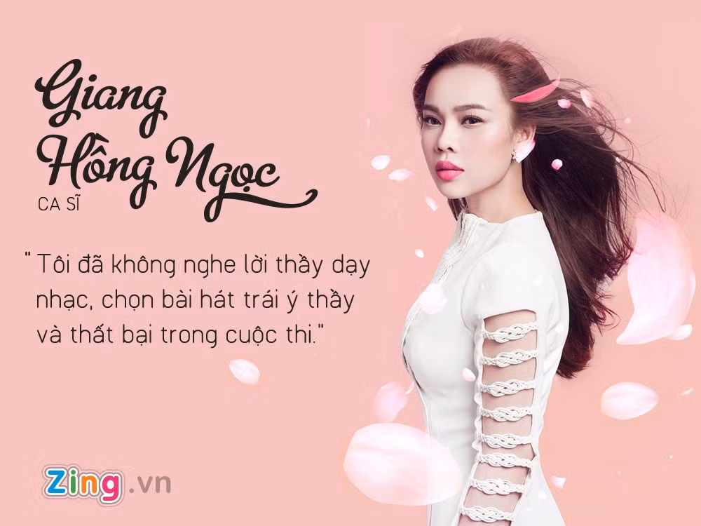Thời điểm học tại lớp Phù Sa 1 trường dạy học âm nhạc miễn phí, cô được thầy giáo khuyên chọn một bài hát để thi Tiếng hát truyền hình Đồng Nai. Tuy nhiên cô không nghe lời và chọn một bài khác, dẫn đến đến quả không như ý. "Thầy hiện sống ở Mỹ nên tôi không có nhiều cơ hội gặp gỡ, nhưng tôi luôn luôn ghi nhớ và biết ơn những gì thầy đã dạy dỗ".