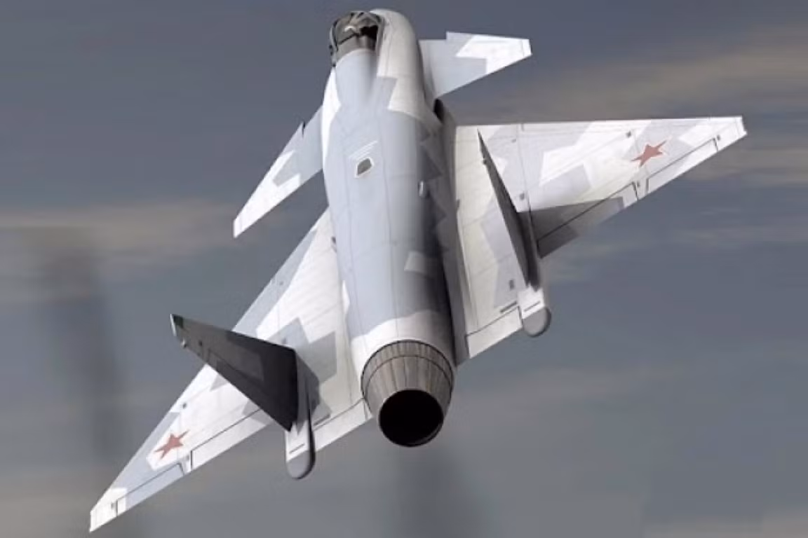 Tờ Eurasian Times vừa đăng tải hình ảnh đồ họa về loại tiêm kích một động cơ, được cho là thiết kế tương lai, được Nga xây dựng dựa trên tiêm kích Su-57, nhằm khắc phục điểm yếu lớn nhất của loại phi cơ này, đó là thiếu khả năng tàng hình.