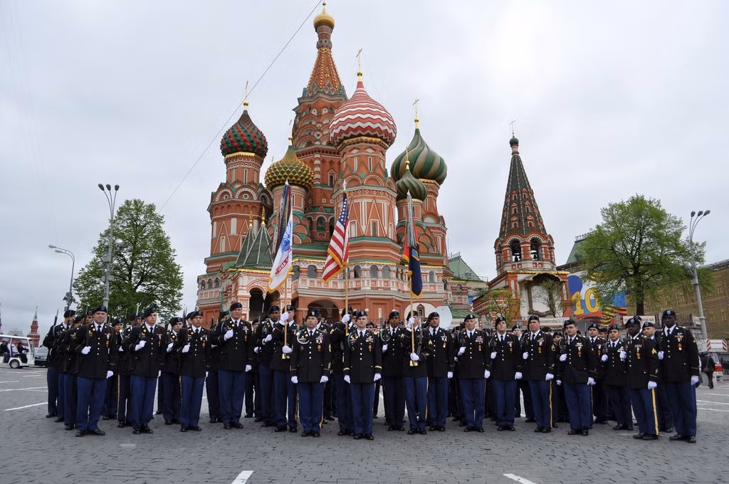 Đây cũng là lần hiếm hoi binh lính Mỹ xuất hiện giữa lòng thủ đô Moscow của Nga.