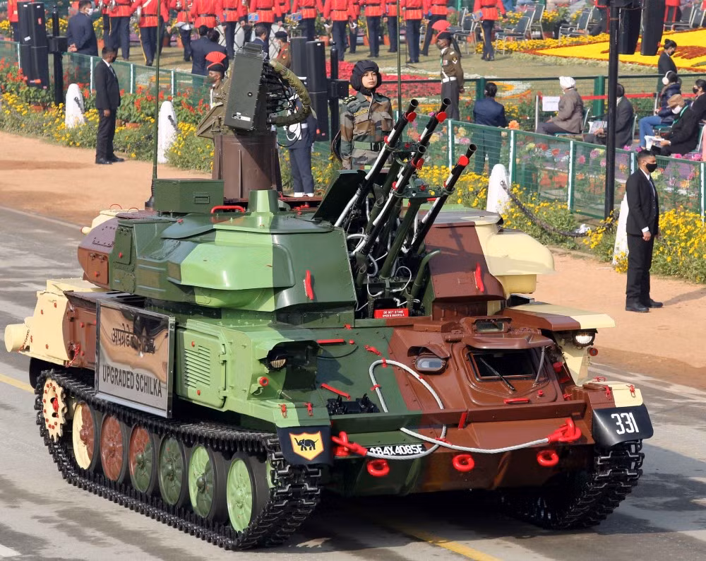Pháo phòng không Shilka được Ấn Độ nâng cấp xuất hiện trong cuộc duyệt binh vừa diễn ra vào hôm qua.