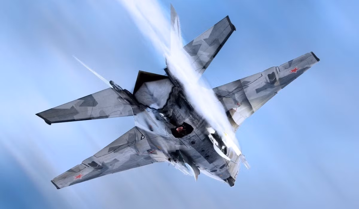 Thậm chí có nguồn tin cho rằng, MiG-41 sẽ được xây dựng trên cơ sở của tiêm kích Su-57 và có tốc độ tối đa lên tới Mach 4.9 - tương đương với hơn 6100 km/h - trở thành chiến đấu cơ nhanh nhất lịch sử. Nguồn ảnh: RenderDock.