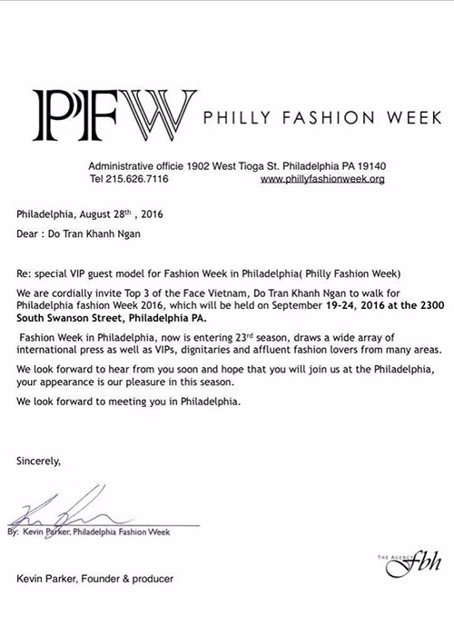 Sau New York Couture Fashion Week, cô gái có nụ cười thiên thần của The Face mùa đầu tiên tiếp tục nhận được thư mời trình diễn từ tuần lễ thời trang ở Philadelphia. 