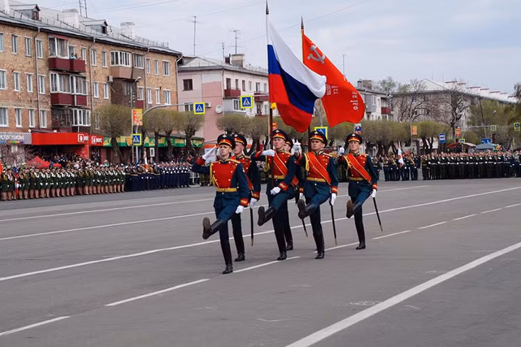 Ngay sau lễ duyệt binh ở Vladivostok là lễ duyệt ở thành phố Ussuriysk cũng thuộc vùng Viễn Đông của Nga. Nguồn ảnh: Bộ Quốc phòng Nga.