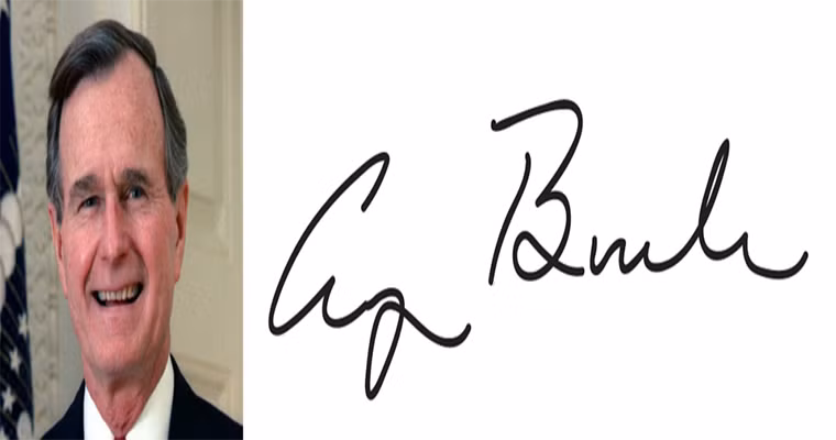 Tổng thống thứ 41 của nước Mỹ George H.W. Bush. Nhiệm kỳ tổng thống của ông từ ngày 20/1/1989 đến 20/1/1993.