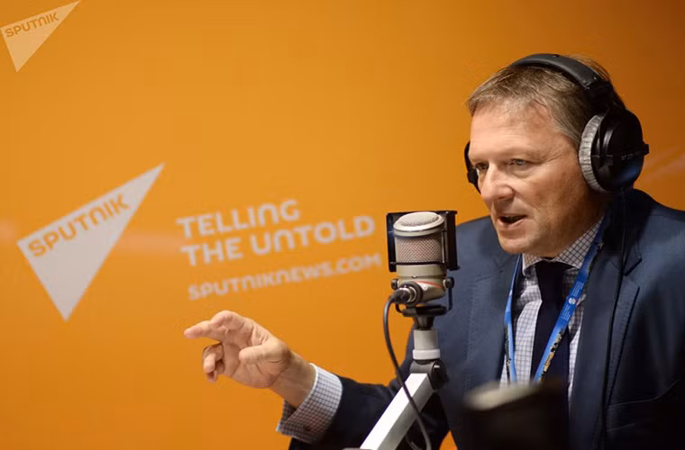 Ứng viên Tổng thống Nga Boris Titov phát biểu tại Diễn đàn Kinh tế thế giới lần thứ 19 ở thành phố St. Petersburg.