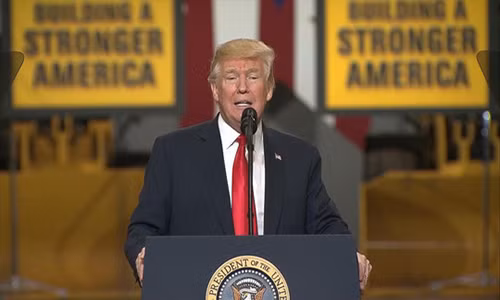 Tổng thống Donald Trump phát biểu tại bang Ohio. Ảnh: ABC News.