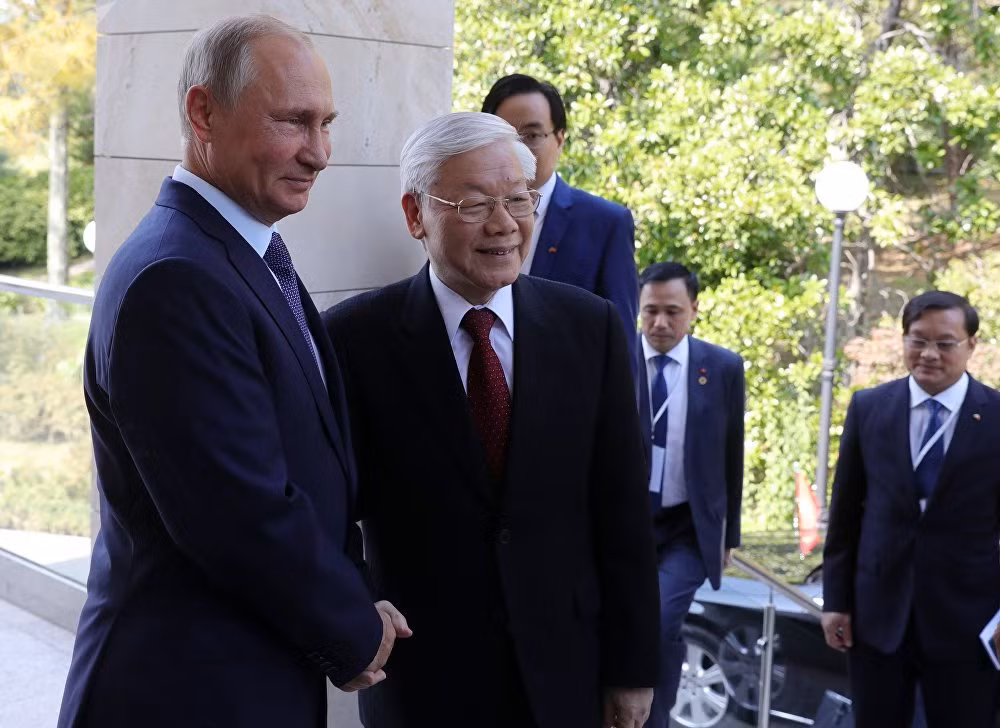 Tổng bí thư Nguyễn Phú Trọng và Tổng thống Nga Vladimir Putin trong một cuộc họp tại Sochi vào ngày 6/9/2018.
