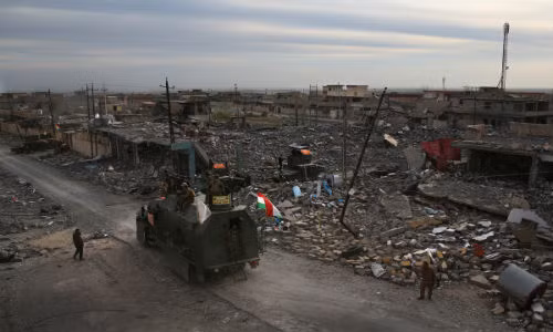 Quang cảnh đổ nát ở thị trấn Sinjar sau khi được giải phóng.
