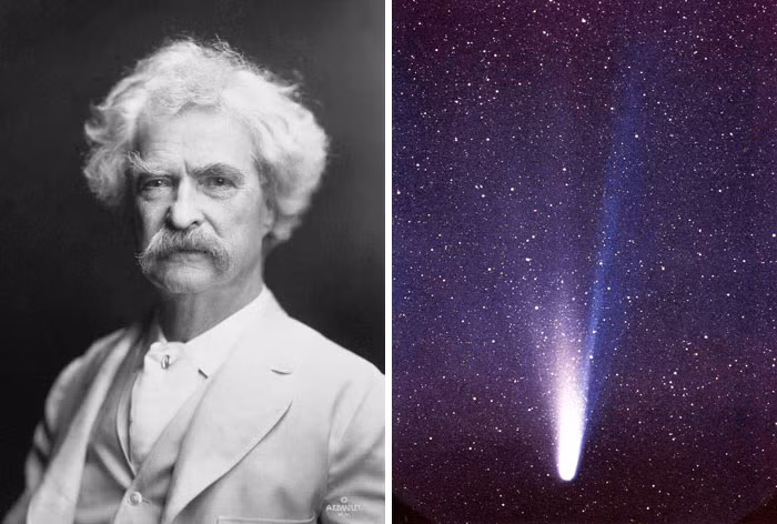 Điều này xuất phát từ việc Mark Twain sinh ngày 30/11/1835 - cùng ngày sao chổi Halley xuất hiện.