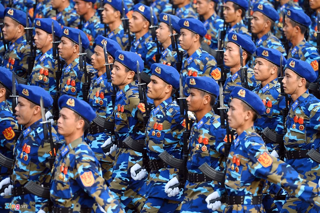 Những người lính cảnh sát biển tại lễ diễu binh mừng 70 năm Quốc khánh Việt Nam. Đây là lực lượng quân sự chuyên trách thực hiện chức năng quản lý về an ninh, trật tự, an toàn và bảo đảm việc chấp hành pháp luật của Việt Nam và điều ước quốc tế có liên quan. Ảnh: Zingnews.