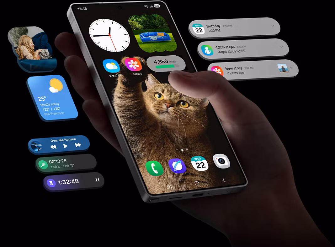 Tính năng AI thông minh hơn: Nhờ hợp tác với Google Gemini, Galaxy S25 Ultra có thể thực hiện nhiều tác vụ cùng lúc bằng giọng nói, như tra cứu thông tin, lên lịch và gửi tin nhắn. (Ảnh: Samsung)