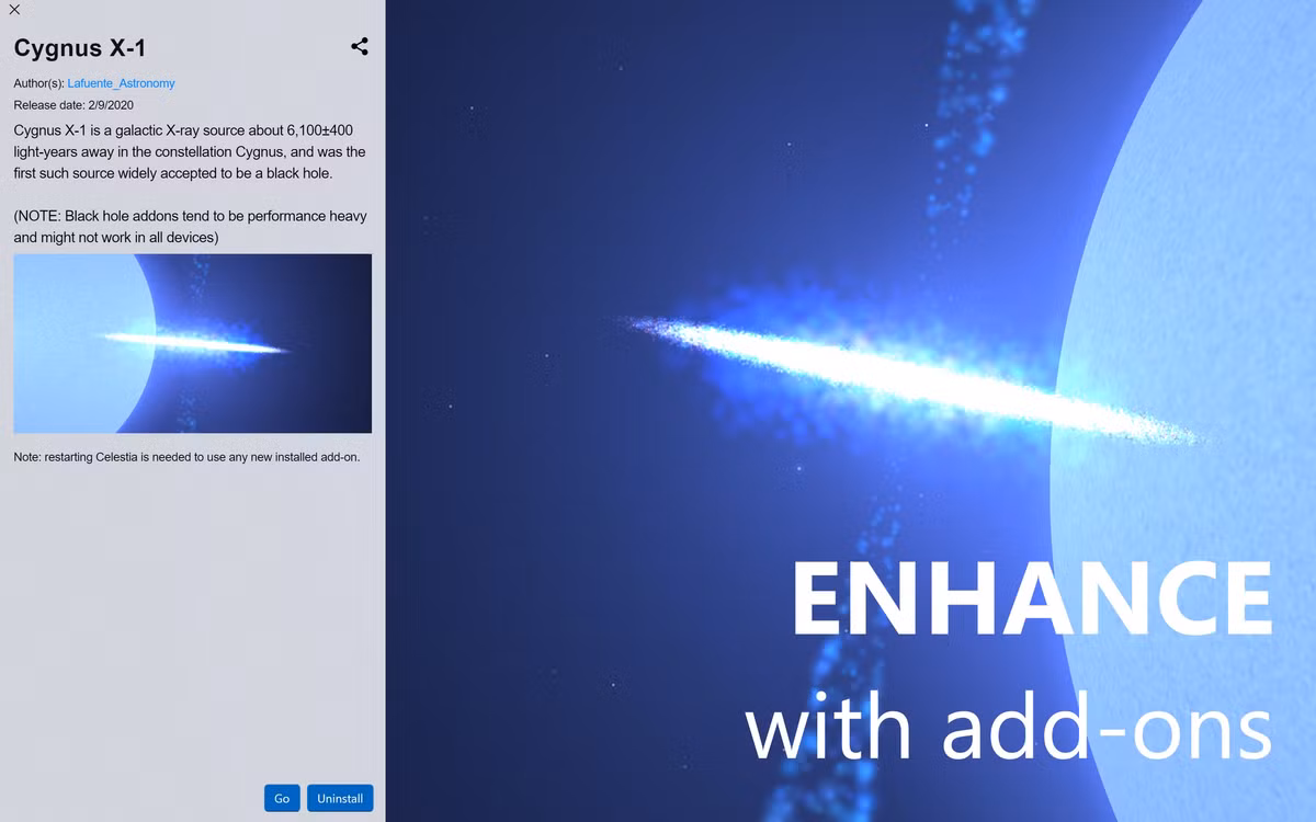 4. Celestia là phần mềm khám phá vũ trụ mã nguồn mở với mô phỏng 3D ấn tượng. (Ảnh: Microsoft Store)