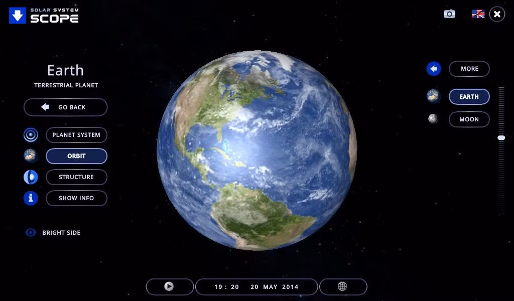 2. Solar System Scope mô phỏng hệ mặt trời và bầu trời đêm theo thời gian thực mà không cần kính thiên văn. (Ảnh: Soft112)