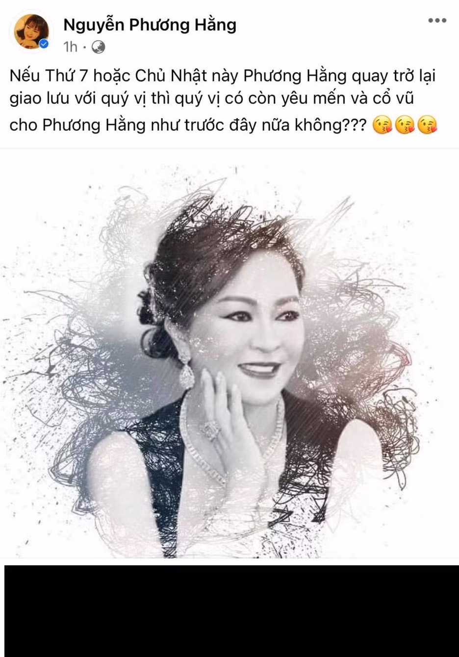 Tuy nhiên, chỉ sau 5 ngày ngắn ngủi, mới đây nữ CEO khu du lịch Đại Nam lại có thông báo quay trở lại, theo đó bà Nguyễn Phương Hằng dự kiến sẽ giao lưu với mọi người vào thứ 7, chủ nhật này nếu như được yêu mến và cổ vũ.