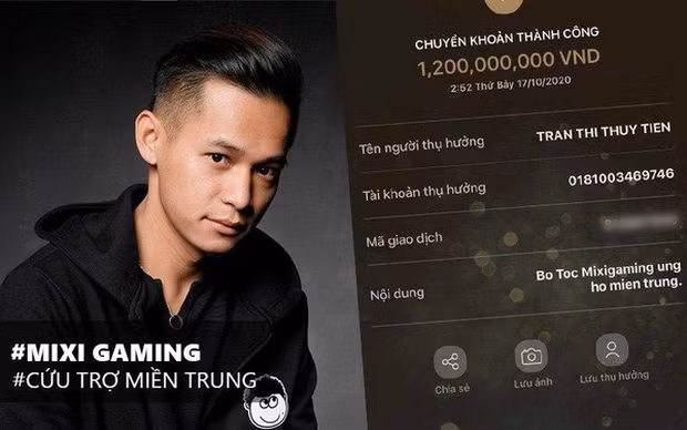 Hay vào tháng 10/2020, Độ Mixi và Bộ tộc cũng đã quyên góp 1,2 tỷ đồng vào tài khoản của ca sĩ Thủy Tiên để ủng hộ đồng bào lũ lụt miền Trung.
