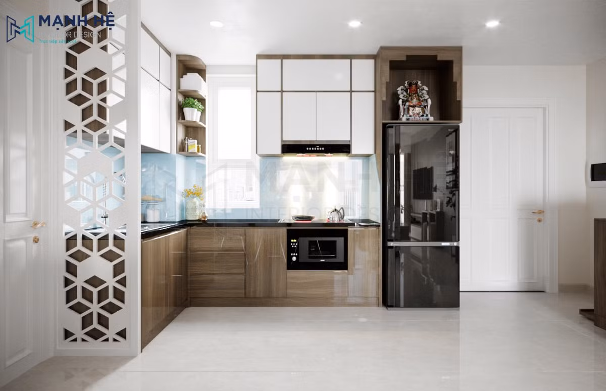 Kị bếp đặt dưới xà ngang (dầm, đà): Một xà ngang đặt trực tiếp trên bếp gây cảm giác áp bức và có thể tạo ra một lực đè nén lên khu vực nấu nướng. 