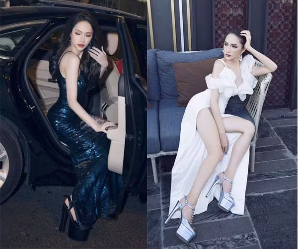 Dù sở hữu chiều cao 1,68 m khá chuẩn mực nhưng Hoa hậu Hương Giang vẫn rất chăm đi các đôi giày cao gót có độ cao “khủng” từ 20 đến hơn 25 cm.