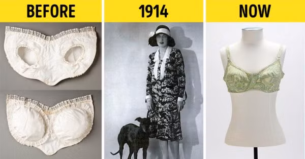11. Áo ngực hiện đại: Năm 1910, khi Mary Phelps Jacob 19 tuổi, đã thử đệm hai quả bóng nhỏ vào một cái áo lót trong của mình. Sau đó cô phát hiện nhìn sẽ rất đẹp khi kết hợp cùng với các loại áo ngoài thông thường. Mary yêu cầu người giúp việc mang theo 2 chiếc khăn tay và một chiếc ruy băng, và chiếc áo ngực đơn giản đầu tiên được thiết kế. Cô được cấp bằng sáng chế cho phát minh của mình vào năm 1914.