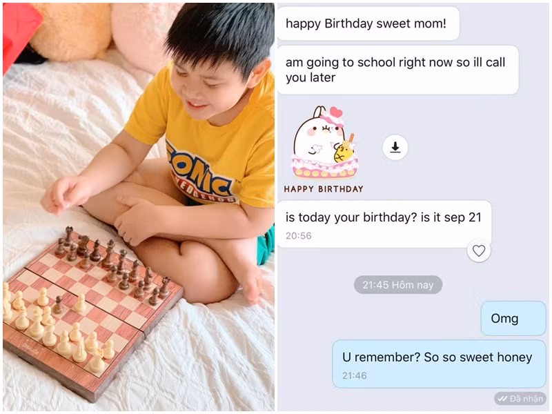 Trong 6 năm qua, Quỳnh Chi thường gặp con qua điện thoại. May mắn, bé Gia Phúc dù xa mẹ từ lúc còn nhỏ nhưng vẫn dành nhiều tình cảm cho mẹ. Bên cạnh đó, chồng cũ của Quỳnh Chi là cầu nối giữa Quỳnh Chi và bé Gia Phúc. Mới đây, bé Gia Phúc nhớ ngày sinh nhật của mẹ nên gửi lời chúc mừng.