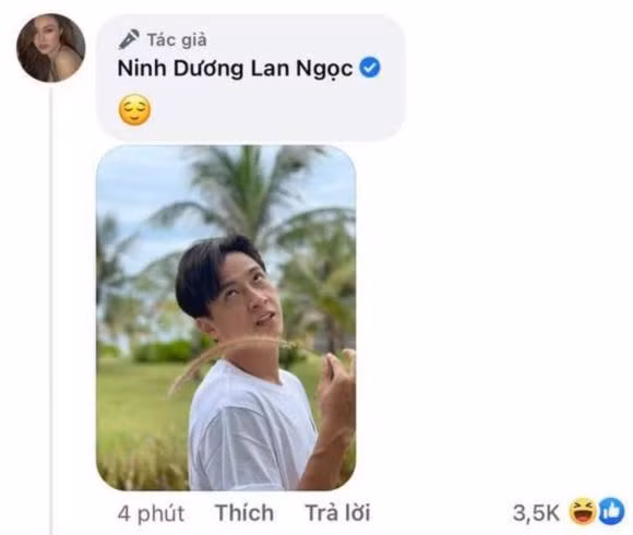 Và cô nàng cũng tiện tay xả luôn tấm hình "dìm hàng" khác của Ngô Kiến Huy bên dưới. Ngay lập tức, bức ảnh của Lan Ngọc và Ngô Kiến Huy mặn mòi này thu hút gần trăm nghìn lượt tương tác, khiến khán giả "xỉu dọc xỉu ngang". Thương cho Ngô Kiến Huy chỉ trong một đêm mà chịu một cú sốc đến hai lần vì bạn thân.