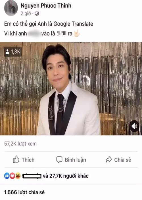 Ngày 3/9, trên trang cá nhân, Noo Phước Thịnh đăng tải status tự ví von mình với Google Translate (một ông cụ dịch ngôn ngữ tự động) kèm theo một câu chơi chữ dễ liên tưởng đến chuyện tình dục. Nhanh chóng, nhiều cư dân mạng chỉ trích nam ca sĩ vì cho rằng phát ngôn chơi chữ của anh tục tĩu, không phù hợp để đăng tải công khai. Ảnh: Người lao động