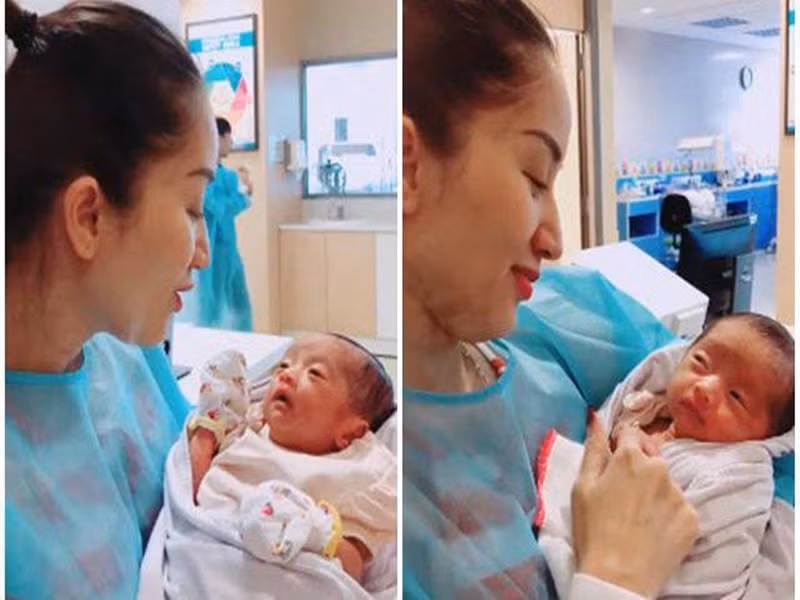 Không chỉ Hà Hồ, Khánh Thi cũng sinh non. Tháng 6/2018, Khánh Thi sinh con gái Anna. Cô nhóc chỉ nặng 1,9 kg, ở lại bệnh viện nằm lồng kính trong 21 ngày. Ảnh: Thời đại plus