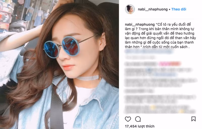 Tài khoản có tên Nabi Nhã Phương liên tục chia sẻ nhiều bài viết ẩn ý.