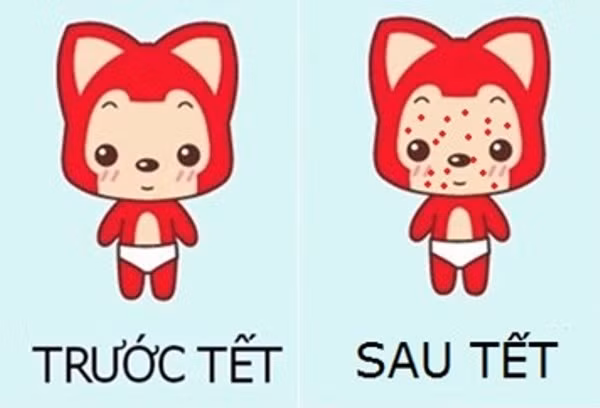 Làn da mịn màng đã biến mất chỉ sau vài ngày Tết.