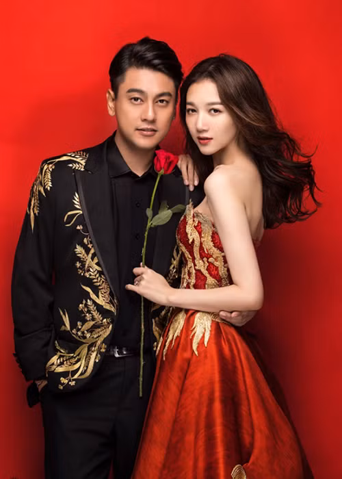 Chu Hiếu Thiên kết hôn với nữ diễn viên Hàn Văn Văn năm 2016. Ảnh: Người đưa tin