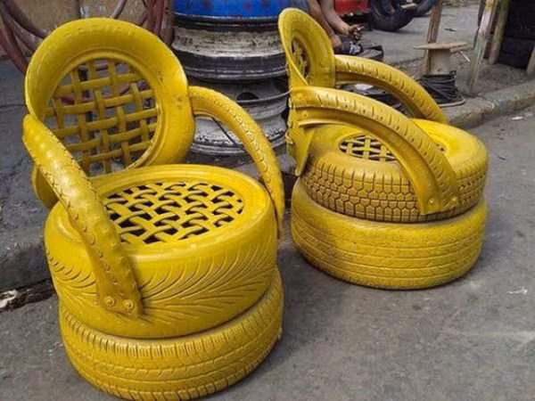 Chiếc ghế tự chế độc đáo từ lốp xe.