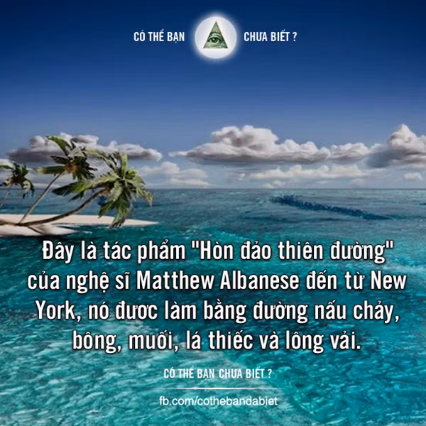 Bức tranh được làm bằng đường nấu chảy, bông, muối, lá thiếc và lông vải đẹp như ảnh chụp.