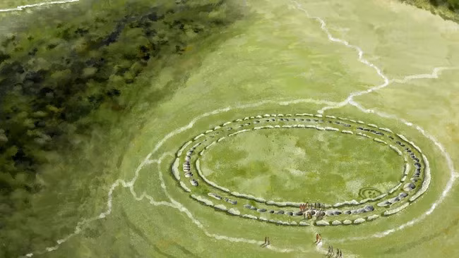  Bãi đá cổ Stonehenge từ lâu được cho là vòng tròn đá cổ xưa nhất nước Anh. Thế nhưng, nghiên cứu mới đây chỉ ra di chỉ Flagstones có niên đại lâu đời hơn Stonehenge. Ảnh: Reconstruction by Jennie Anderson.