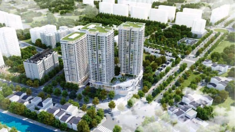 Phối cảnh dự án đẹp long lanh, nhưng thực tế The Lotus Center vẫn chỉ là bãi đất trống.