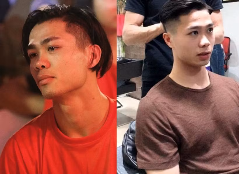 Công Phượng thay đổi liên tục các kiểu tóc độc lạ, lúc dài lúc ngắn, khi làm kiểu xoăn khi lại thẳng tuột... 